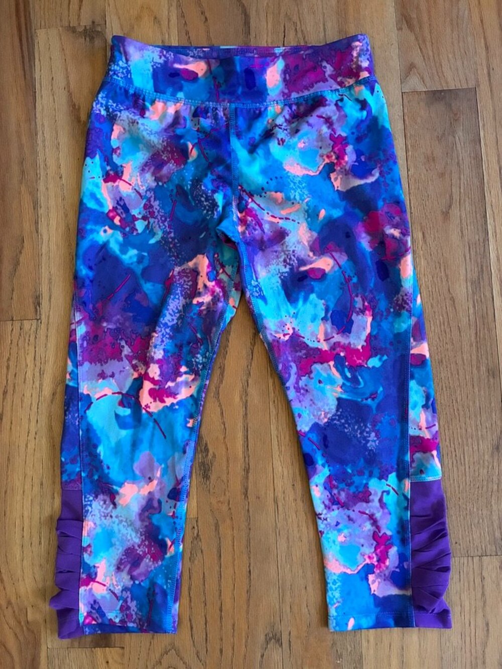 C9 Champion Girls Watercolor Ruched Mesh Capri Leggings Large 10/12